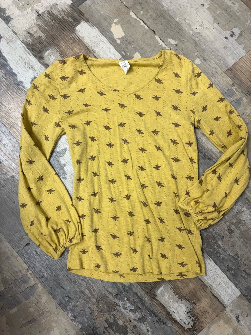 KQ Small Yellow Long-Sleeve Print Women's Top
